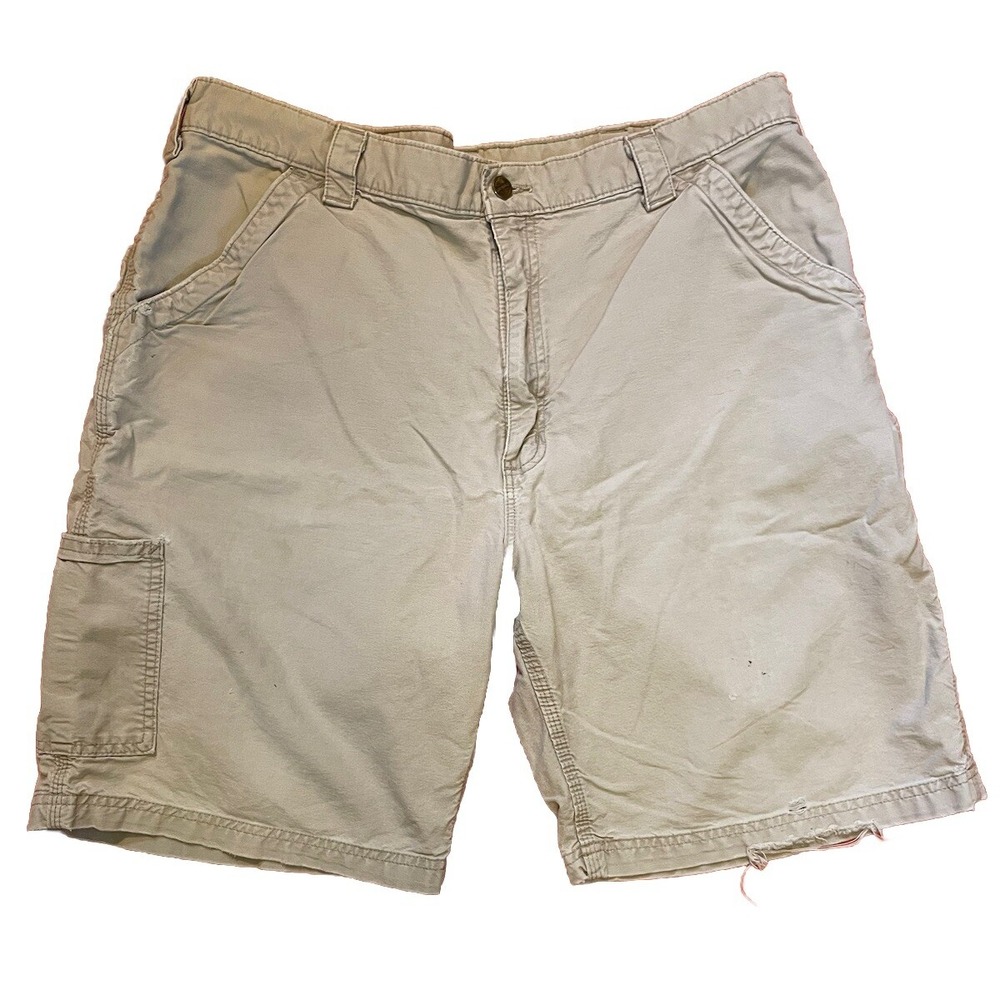 Carhartt‎ B147 Tan Carpenter Original Fit Work Shorts Mens 40 Distressed
